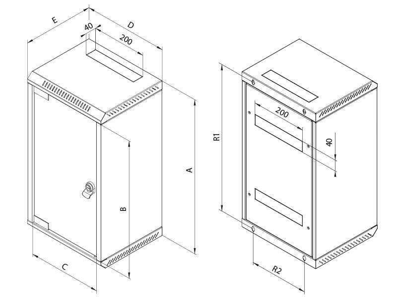 Rack Triton 10" - 10U hybridní 19" - 5U/260mm plechové dveře, šedý RKA-10-CS3–CAX–X1