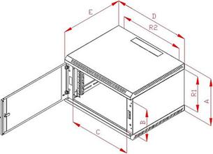 Rack Triton 19" jednodílný 6U/500mm prosklené dveře, šedý RBA-06-AS5-XAX-A1