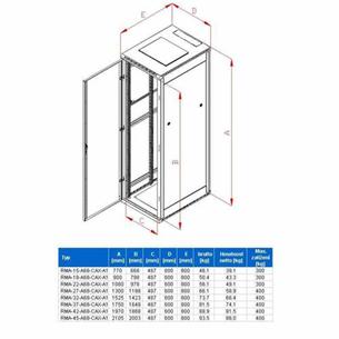 Rack Triton 19'' stojanový 15U/600x800 prosklené dveře, šedý RMA-15-A68-XAX-A1