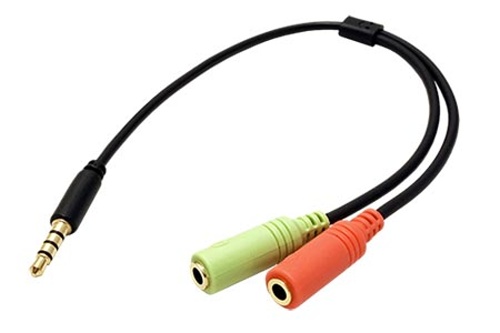 Redukcia pre slúchadlá a mikrofón 4pólový jack3,5 M-2xjack 3,5F, kabel 25 cm 11.42.4440