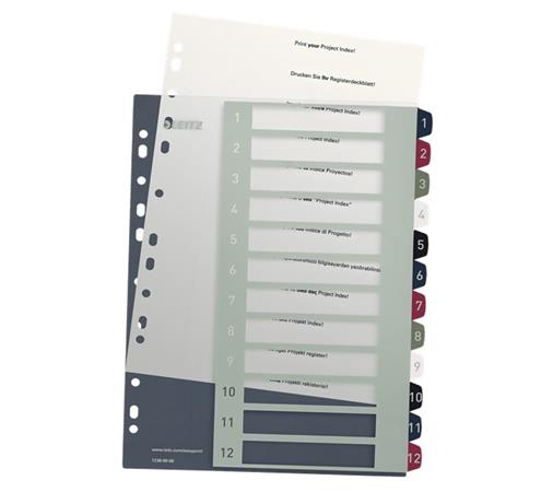 Rejstříky Leitz Style - popisovatelné na PC, A4+ MAXI 1-12 12380000