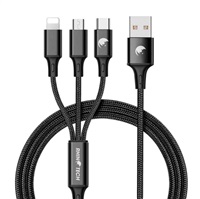 RhinoTech 3v1 USB-A kabel Micro + Lightning + Type-C 1.2m černá RTACC321