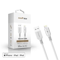 RhinoTech LITE MFi kabel s nylonovým opletem USB-A na Lightning 1.2m stříbrná RTACC465