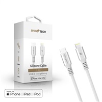 RhinoTech LITE MFi kabel s nylonovým opletem USB-C na Lightning 1.2m stříbrná RTACC467