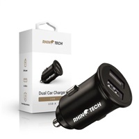 RhinoTech LITE MINI kovový duální USB-A nabíjecí adaptér do auta 24W černá RTACC471