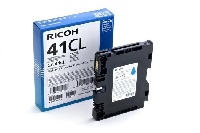 Ricoh originál gelová náplň 405766, cyan, 600s, GC41C, Ricoh AFICIO SG 2100N