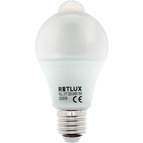 RLL 317 A60 E27 LED s PIR 8W WW RETLUX 8590669278527