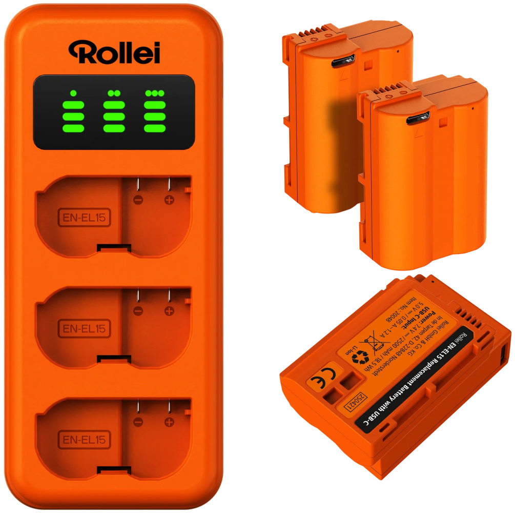Rollei nabíjecí set EN-EL15/ 3ks baterie a nabíječka 20080