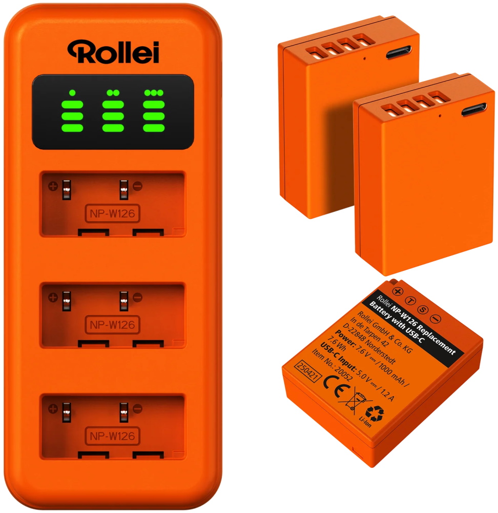 Rollei nabíjecí set NP-W126/ 3ks baterie a nabíječka 20084