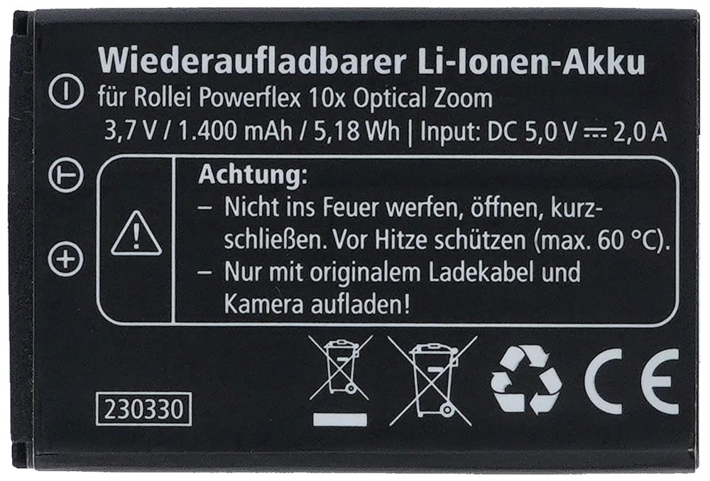 Rollei náhradní baterie pro fotoaparát Powerflex 10x 40523
