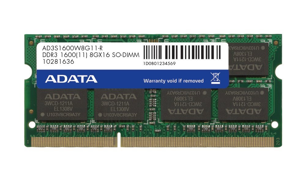 ROZBALENÉ - ADATA RAM 8GB DDR3 1600MHz / SO-DIMM / CL11 / 1,5V RAMADT1020V