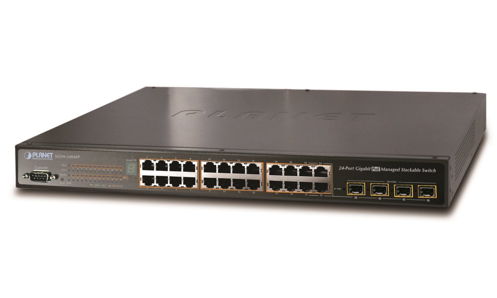 ROZBALENÉ - Planet SGSW-24040P4 PoE switch 24x1000Base-T, 4xSFP, Web, SNMP, stohování 10Gbps, IEEE 802. SGSW-24040P4-VYP