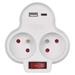 Rozbočovacia zásuvka 2×, vyp., 1×USB-A+1×USB-C, biela 8592920140000