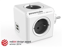 Rozbočovacia zásuvka 240V, CEE7 (vidlica)-POWERCUBE, 0.1m, ORIGINAL USB, šedá, POWERCUBE, 4 zásuvky 8718444085959