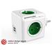 Rozbočovacia zásuvka 240V, CEE7 (vidlica)-POWERCUBE, 0.1m, ORIGINAL USB, zelená, POWERCUBE, 4 zásuv 8718444085973