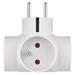 Rozbočovacia zásuvka 3×, okrúhla, biela