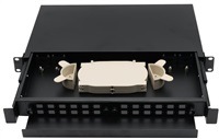 Rozvaděč, 19", optický, 1U, 24× SC simlex nebo 24× LC duplex, výsuvný, černý ORP33-24A-SC