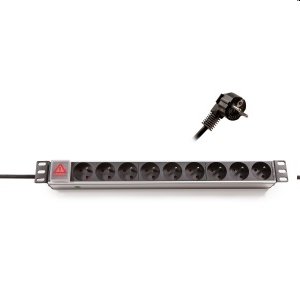 RP-19" Rozvodný panel 9x250V, vypínač, 1U 2,3m, KELINE 620090