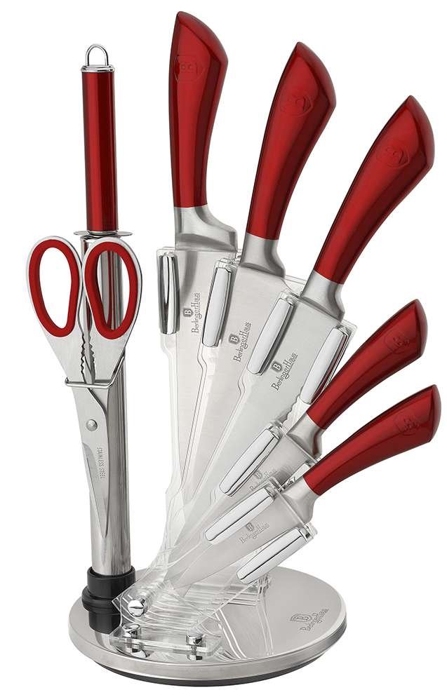 Sada nožov Berlingerhaus BH-2043 ve stojanu 8 ks nerez Metallic Line červená