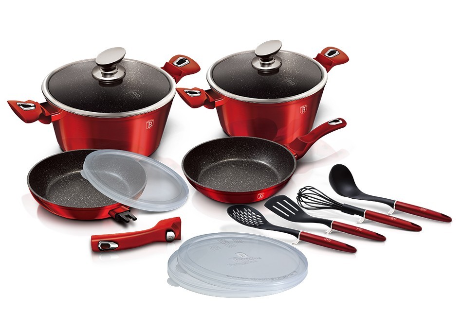 Sada riadu Berlingerhaus s mramorovým povrchom 13 ks Burgundy Metallic Line BH-7057