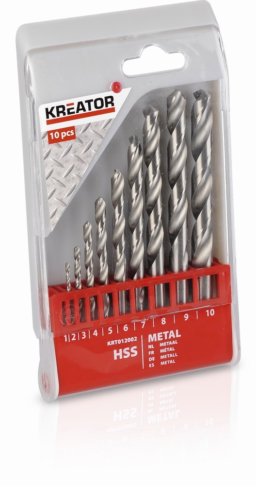 Sada vrtákov Kreator KRT012002 - 10 ks HSS do kovu 1-10 mm