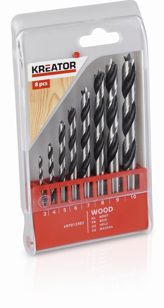 Sada vrtákov Kreator KRT012302 - 8 ks do dreva 3-10 mm