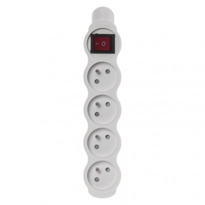 Samostatná 4 zásuvka s vypínačom, biela 8592920076927