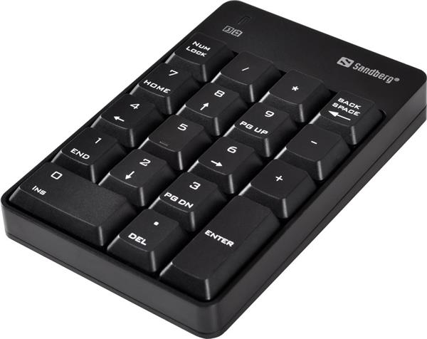 Sandberg bezdrôtová numerická klávesnica, NumPad 2, čierna 630-05