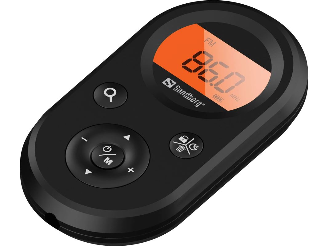 Sandberg kapesní FM+AM rádio Recharge, dobíjecí baterie, display, černá 421-02