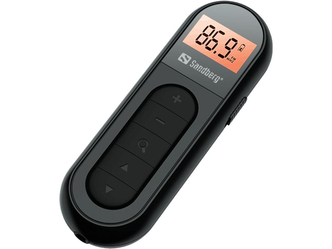 Sandberg kapesní FM rádio Recharge, dobíjecí baterie, display, černá 421-01