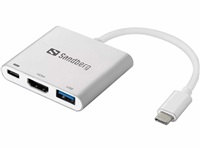 Sandberg mini replikátor portov USB-C - HDMI+USB, biely 136-00