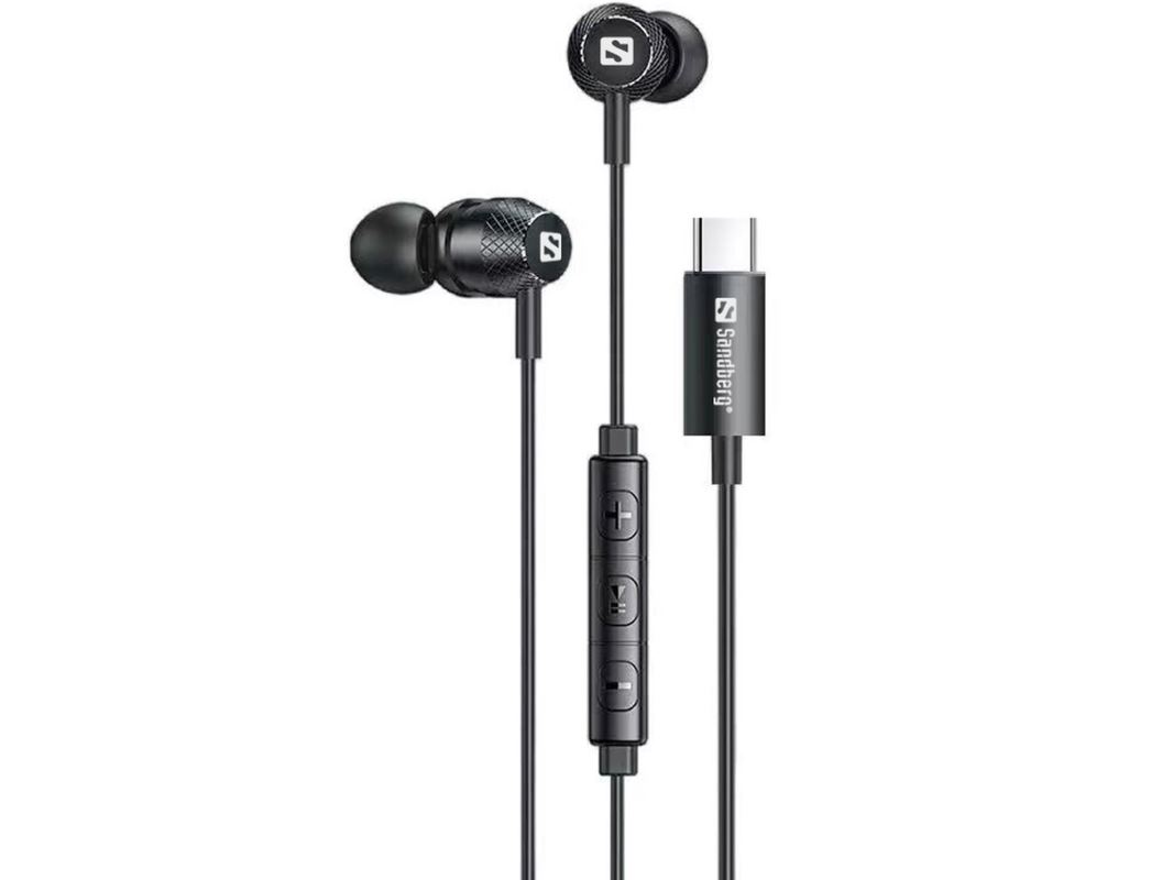 Sandberg sluchátka do uší, USB-C/A In-Earset + Line-Mic, černá 5705730126505
