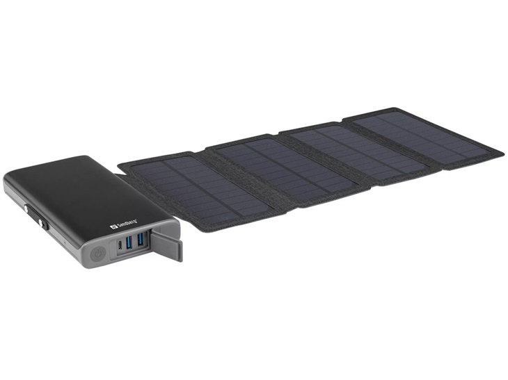 Sandberg Solar 4-Panel Powerbank 25000 mAh, solární nabíječka, černá 5705730420566