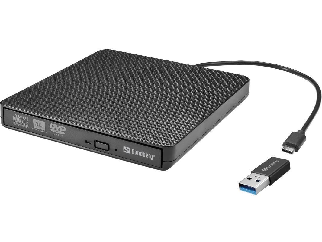 Sandberg USB-C/A DVD Drive, externí mechanika, černá 5705730136627