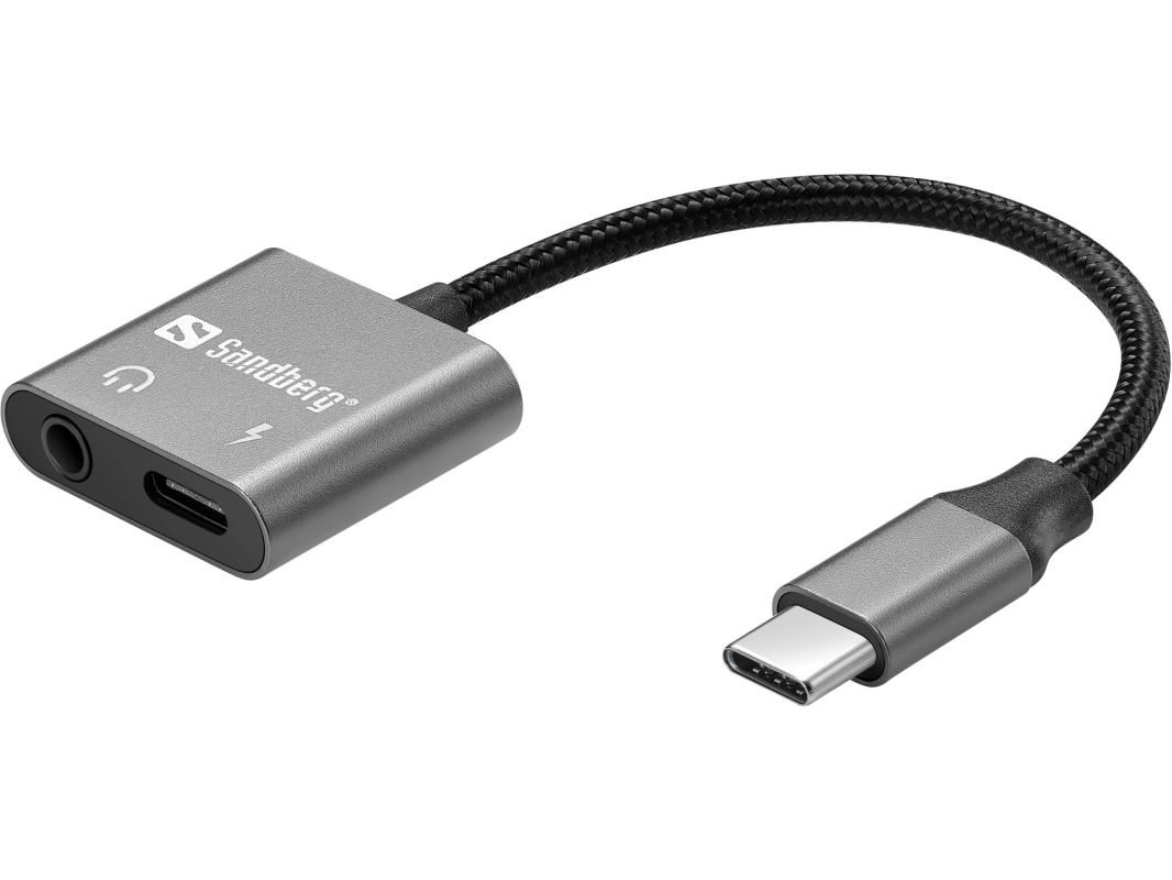 Sandberg USB-C audio adaptér PD65W, nabíjení + 3,5mm jack 5705730136672