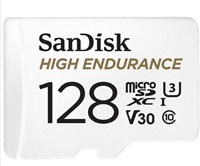 SanDisk 128GB microSDHC Card High Endurance (R:100/W:40 MB/s, Class 10, U3 V30) + Adapter SDSQQNR-128G-GN6IA