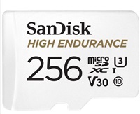 SanDisk 256GB microSDHC Card High Endurance (R:100/W:40 MB/s, Class 10, U3 V30) + Adapter SDSQQNR-256G-GN6IA