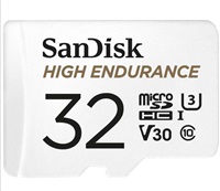 SanDisk 32GB microSDHC Card High Endurance (R:100/W:40 MB/s, Class 10, U3 V30) + Adapter SDSQQNR-032G-GN6IA