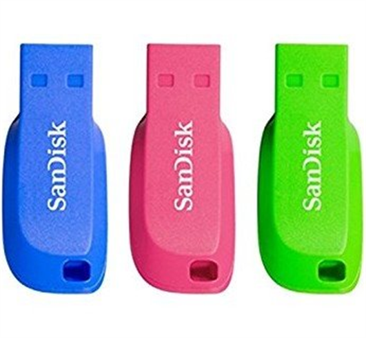 SanDisk Cruzer Blade 32GB USB 3x PACK (blue, pink, green) SDCZ50C-032G-B46T