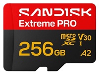 SanDisk micro SDXC Extreme PRO 256GB UHS-I U3 (250R/170W MB/s, UHS-I U3 V30) + adaptér SDSQXCJ-256G-GS6MA