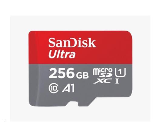 SanDisk MicroSDXC karta 256GB Ultra (120 MB/s, A1 Class 10 UHS-I, Android) + adaptér SDSQUA4-256G-GN6MA