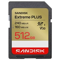 SanDisk SDXC karta 512GB Extreme PLUS (R240/W160 MB/s Class 10, UHS-I U3 V30) SDSDXWI-512G-GUCIN
