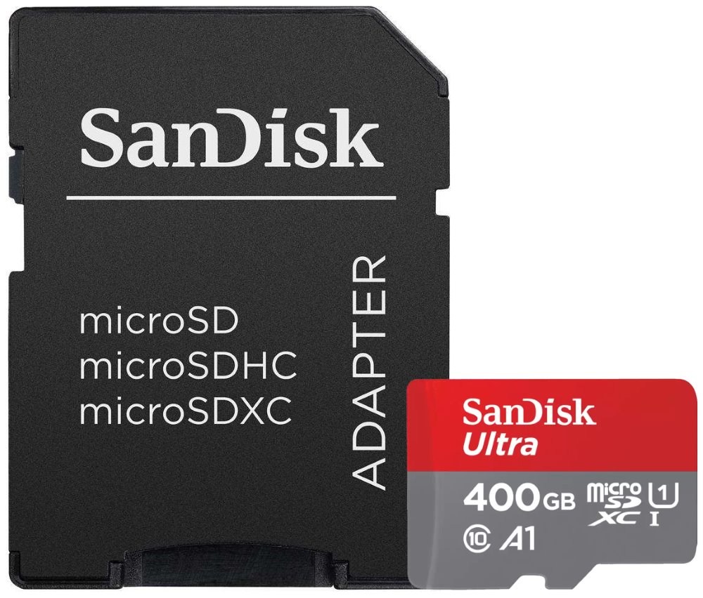 SanDisk Ultra 400GB microSDXC / CL10 Ultra A1 UHS-I U1 / Rychlost až 120MB/s / vč. adaptéru SDSQUA4-400G-GN6MA