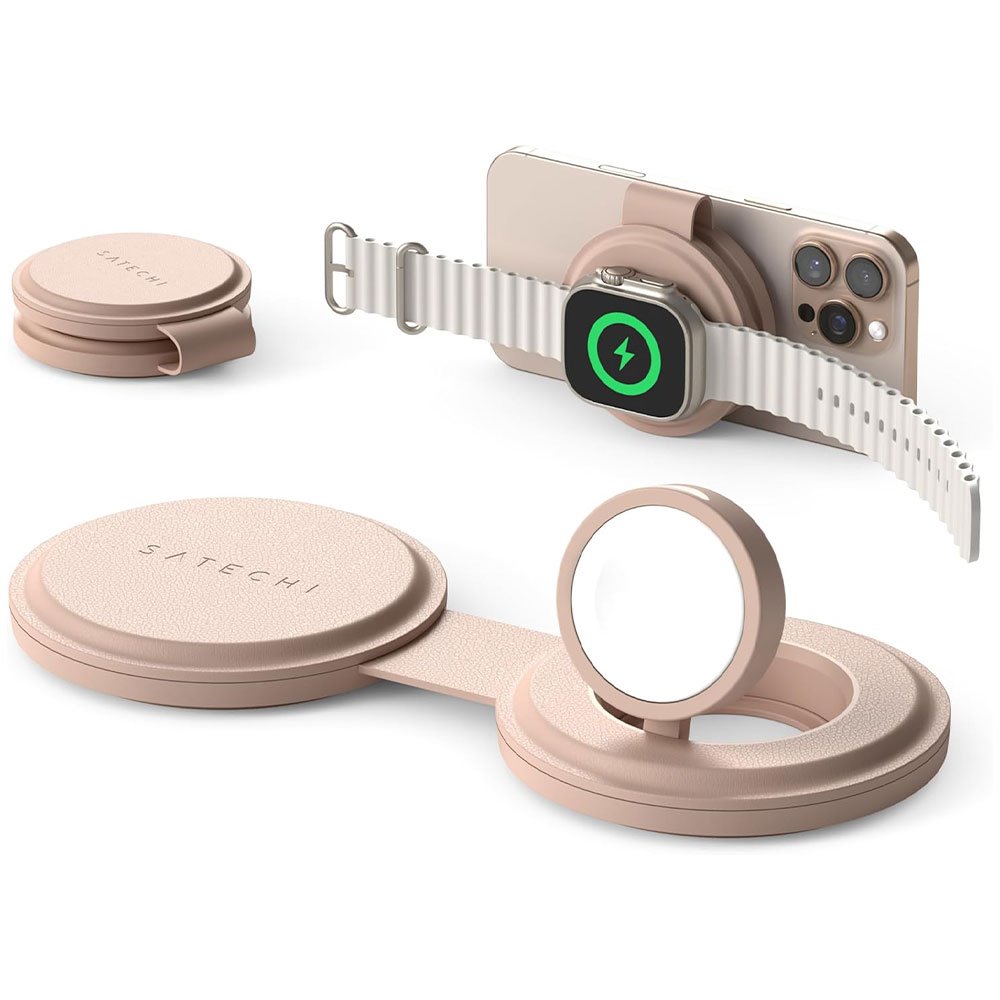 Satechi Qi2 OntheGo 2-in-1 Wireless Charger - Desert Rose ST-QTG21R