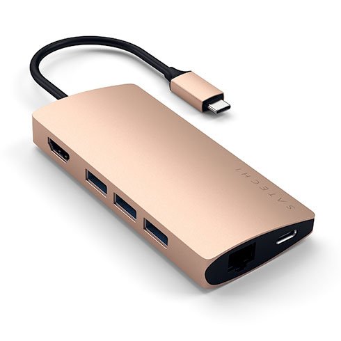Satechi USB-C Multiport adaptér 4K 8ports V2 - Gold Aluminium ST-TCMA2G
