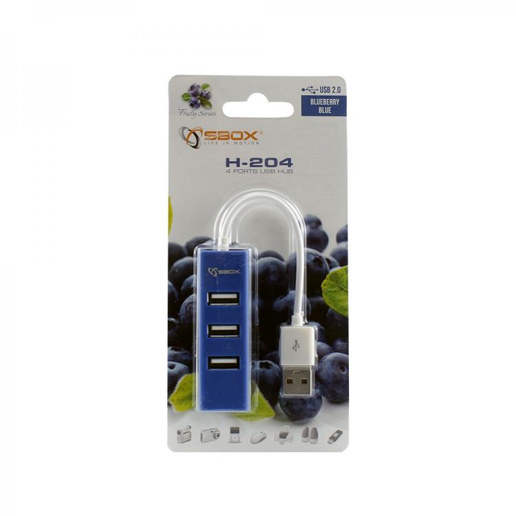 SBOX H-204BL blue USB 2.0 port 4x