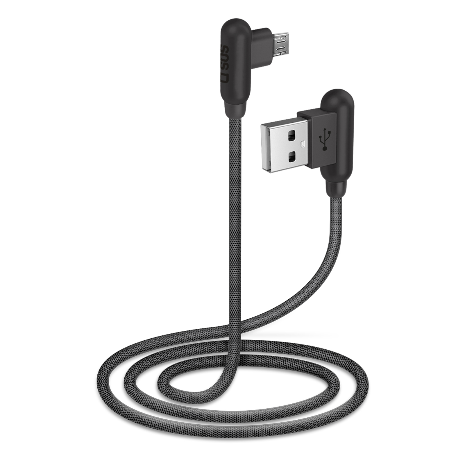SBS - Kábe,l USB/Micro-USB s kovovými konektormi 90°, dĺžka 1 m, čierna TECABLE90MICROK