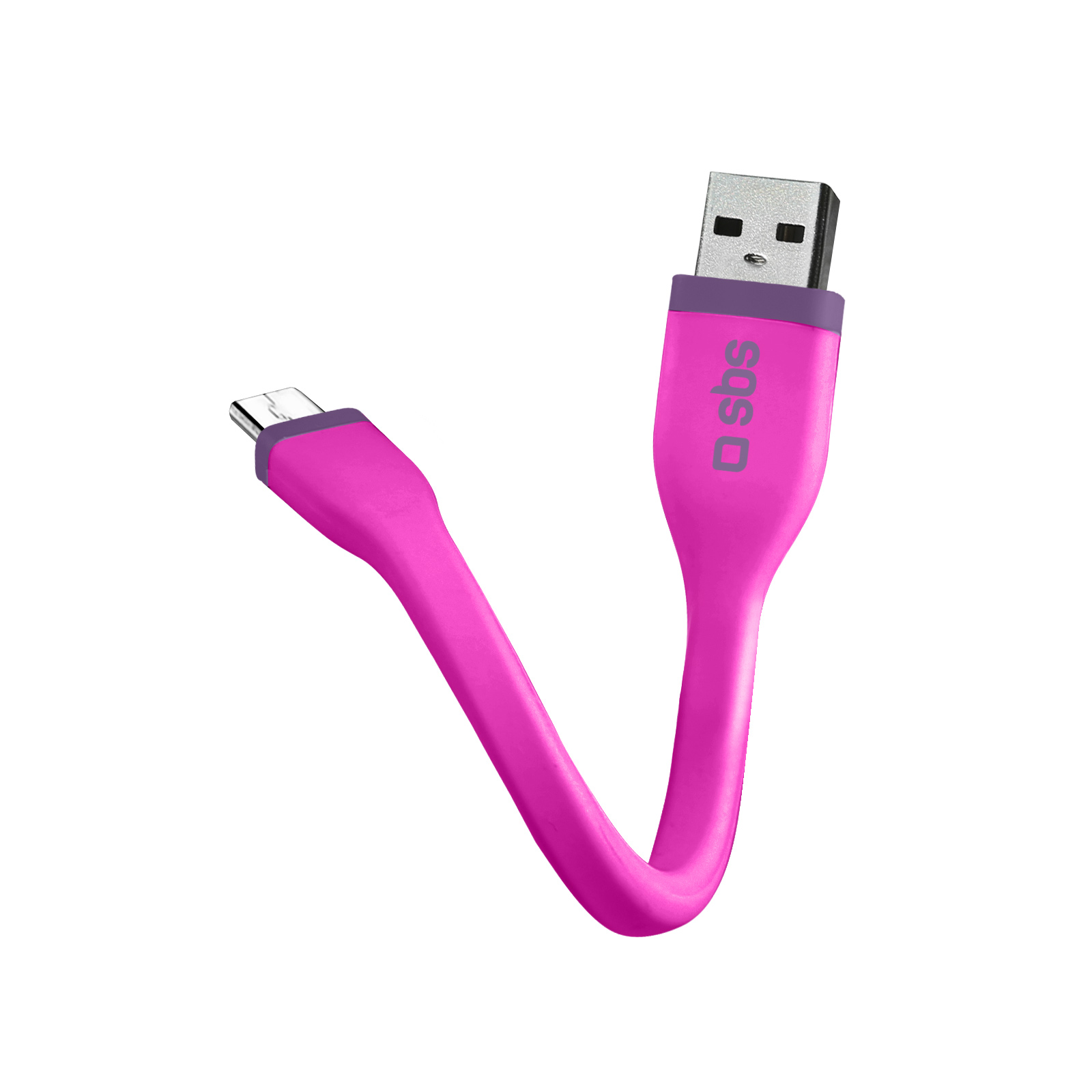 SBS - Kábel Mini s USB/Micro-USB, 12 cm, ružová TECABLEMICROSHFLATP