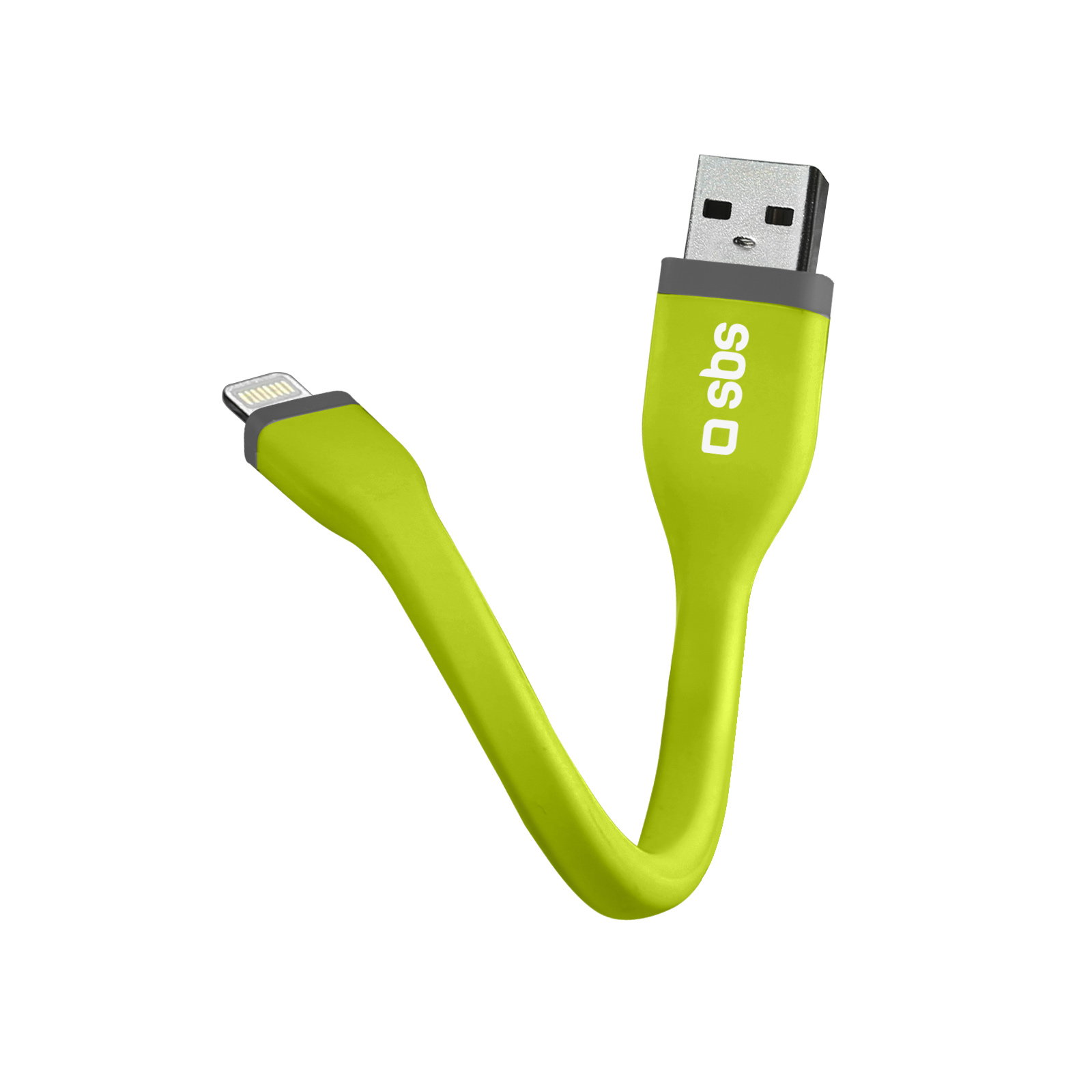 SBS - Kábel Mini USB/MFI Lightning, 12 cm, zelená TECABLELIGSHFLATG