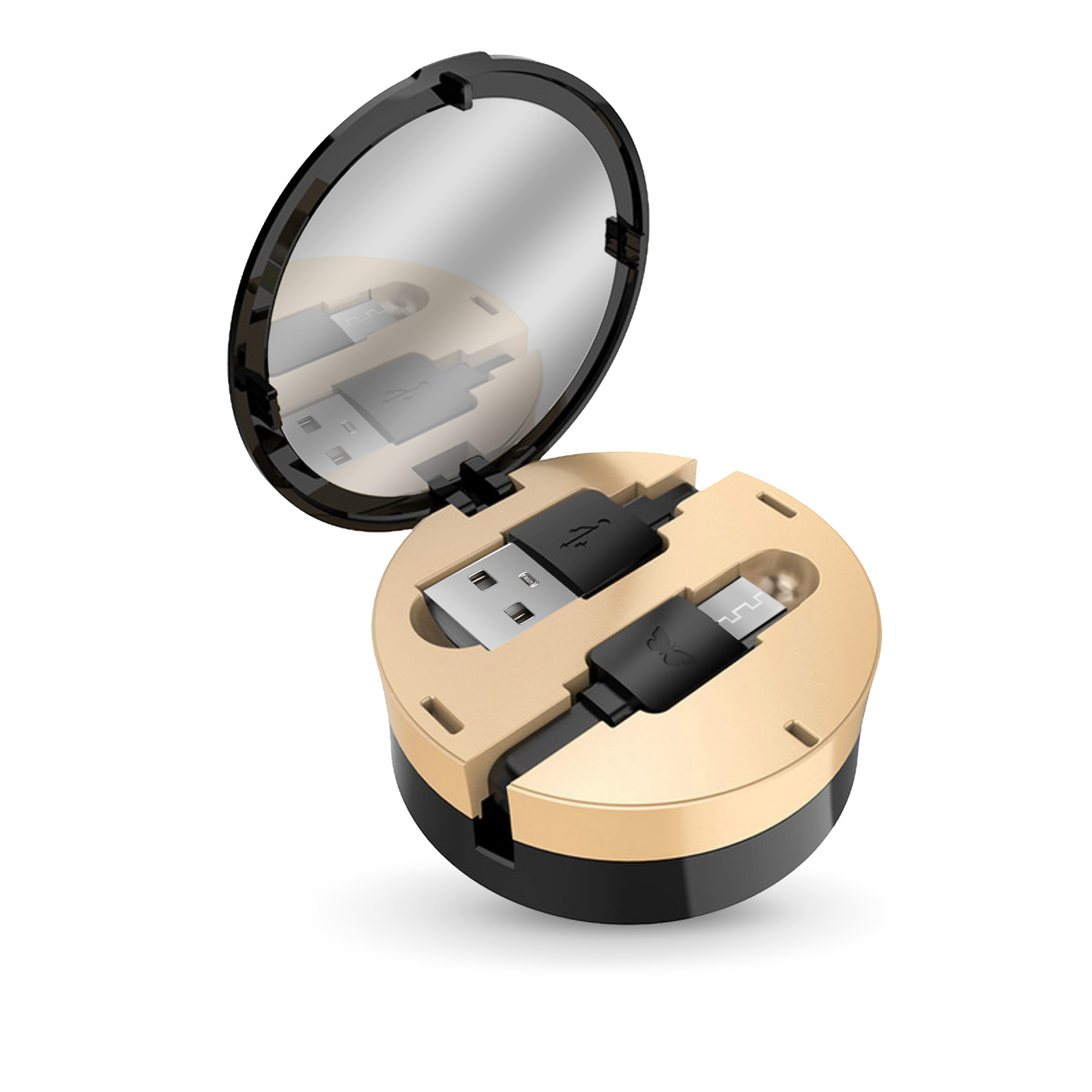 SBS - Kábel S&L USB/Micro-USB s puzdrom a zrkadlom, 94cm, čierna TESLCABLEMIRRORMIC